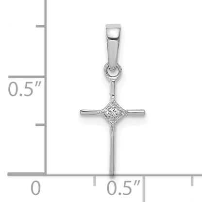 10K White Gold 10K Small .01Ct. Diamond Cross Pendant