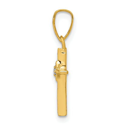10K Yellow Gold 10K Small .01Ct. Diamond Cross Pendant