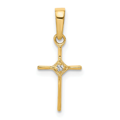 10K Yellow Gold 10K Small .01Ct. Diamond Cross Pendant