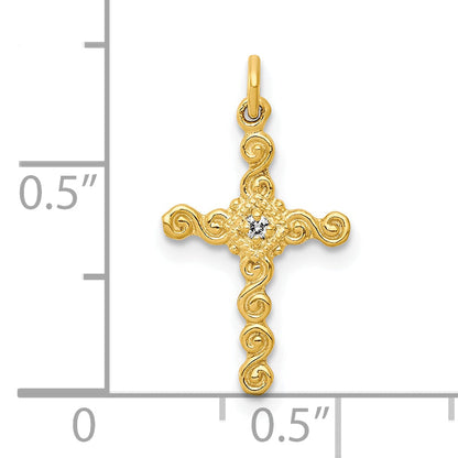 10K Yellow Gold 10K Small .01Ct. Diamond Cross Charm