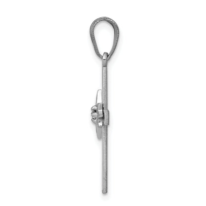 14K White Gold .01Ct Diamond Cross Pendant