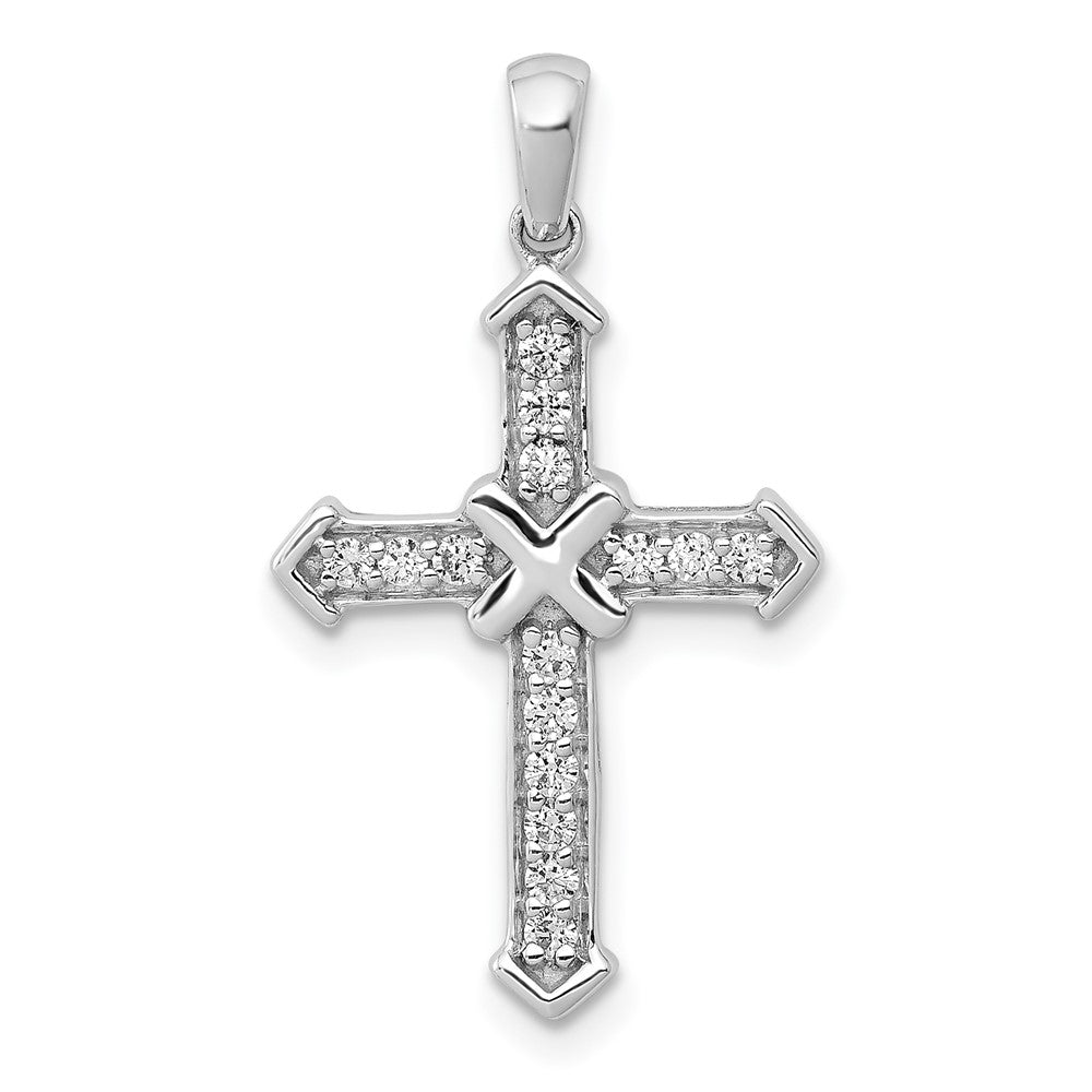 14k White Gold 1/6 Ct. Lab Grown Diamond VS/SI+ G+ Cross Pendant