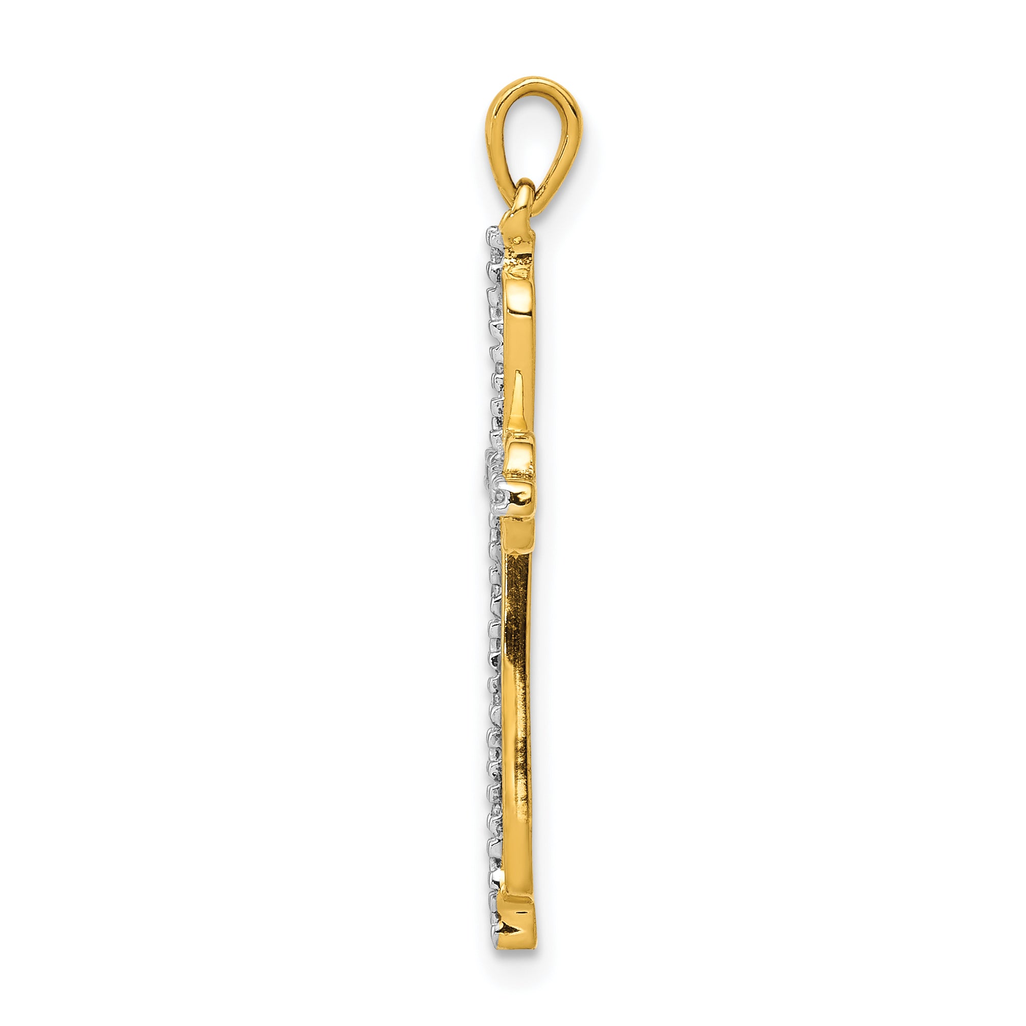 10K Yellow W/Rhodium 10K & Rhodium .03Ct. Diamond Cross Pendant