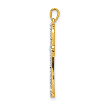 10K Yellow W/Rhodium 10K & Rhodium .03Ct. Diamond Cross Pendant