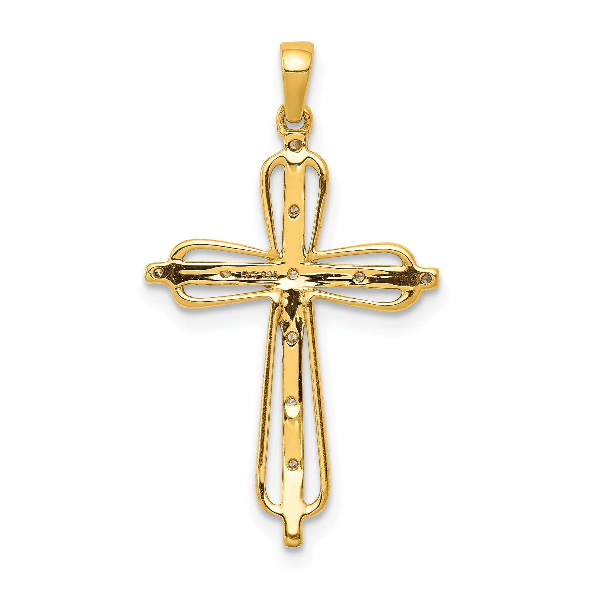 10K Yellow W/Rhodium 10K & Rhodium .03Ct. Diamond Cross Pendant