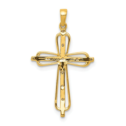10K Yellow W/Rhodium 10K & Rhodium .03Ct. Diamond Cross Pendant