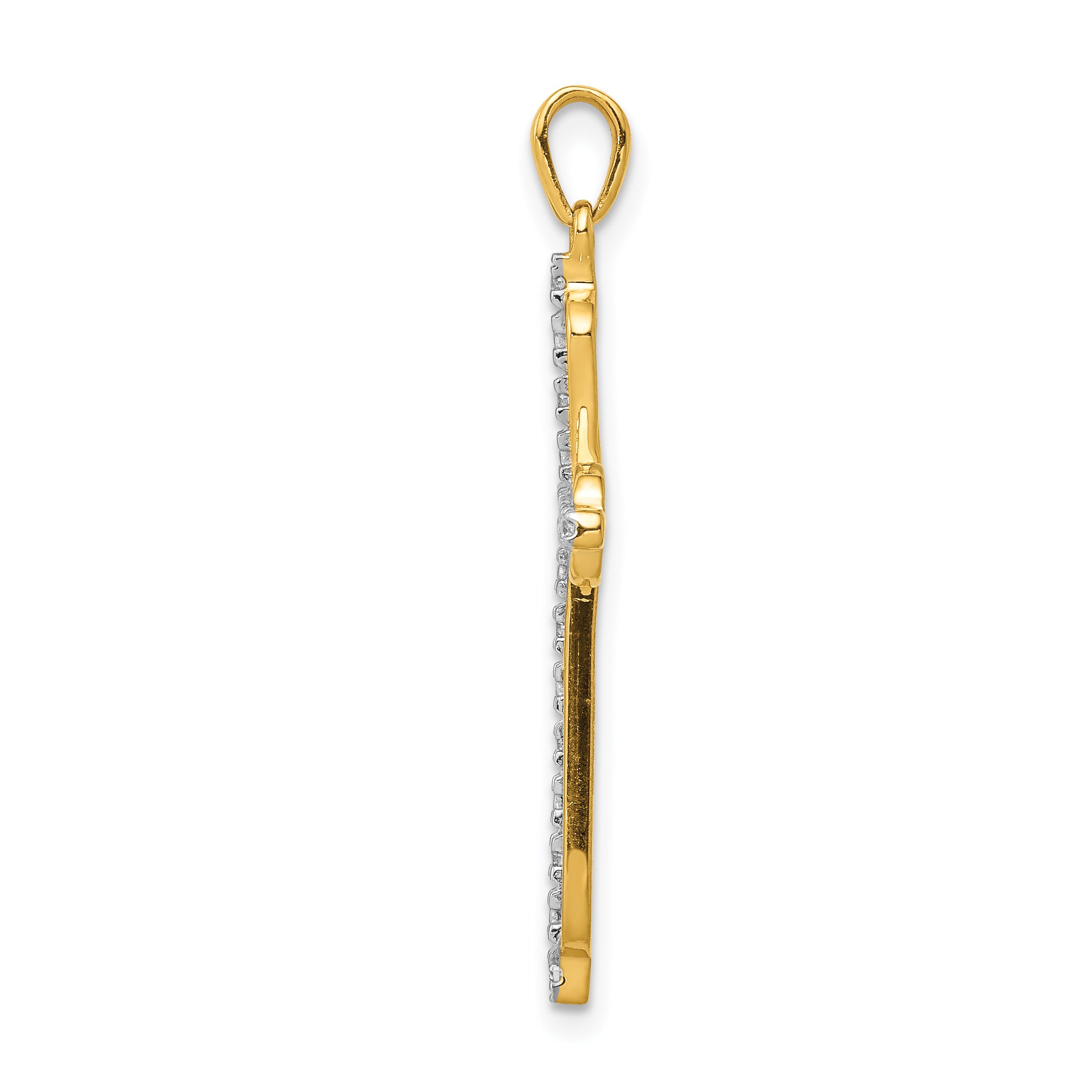 10K Yellow W/Rhodium 10K & Rhodium Diamond Cross Pendant