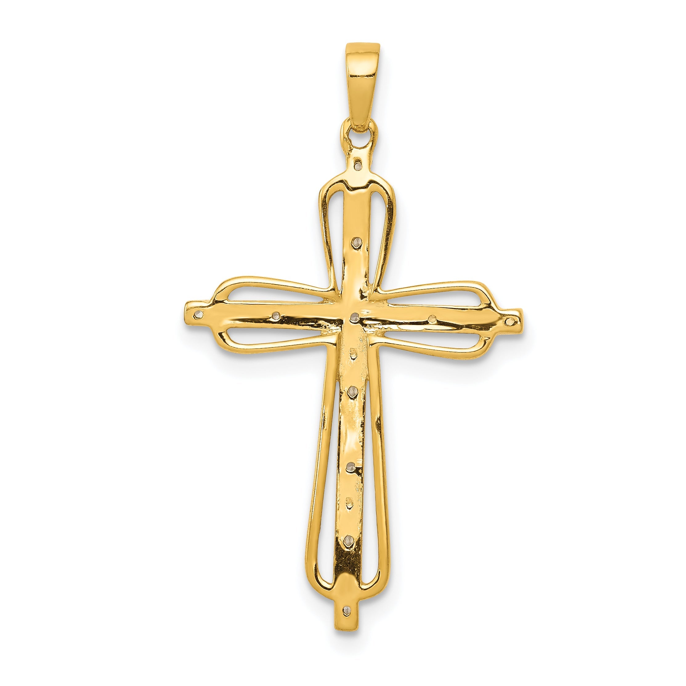 10K Yellow W/Rhodium 10K & Rhodium Diamond Cross Pendant