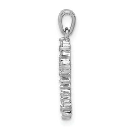 10K White Gold 10K 1/10Ct. Diamond Fleur E Lis Cross Pendant
