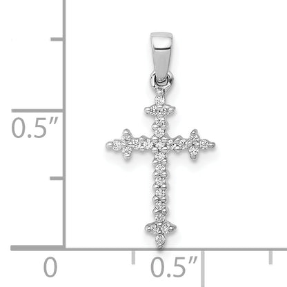 10K White Gold 10K 1/10Ct. Diamond Fleur E Lis Cross Pendant