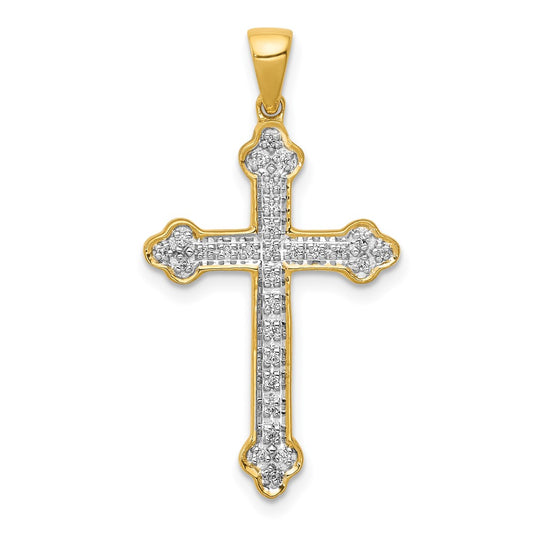 14k Yellow Gold 1/10 Ct. Lab Grown Diamond VS/SI+ G+ Cross Pendant