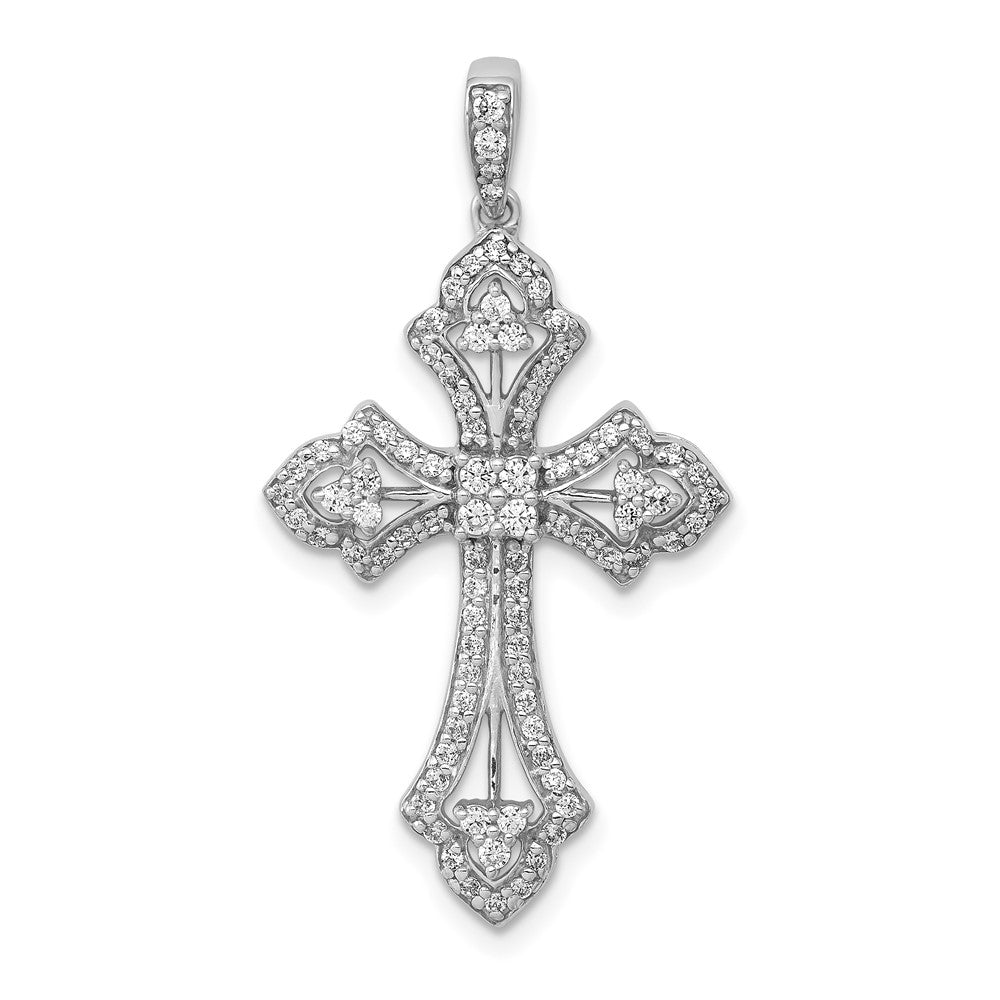 14k White Gold 1/2 Ct. Lab Grown Diamond VS/SI+ G+ Fancy Cross Pendant