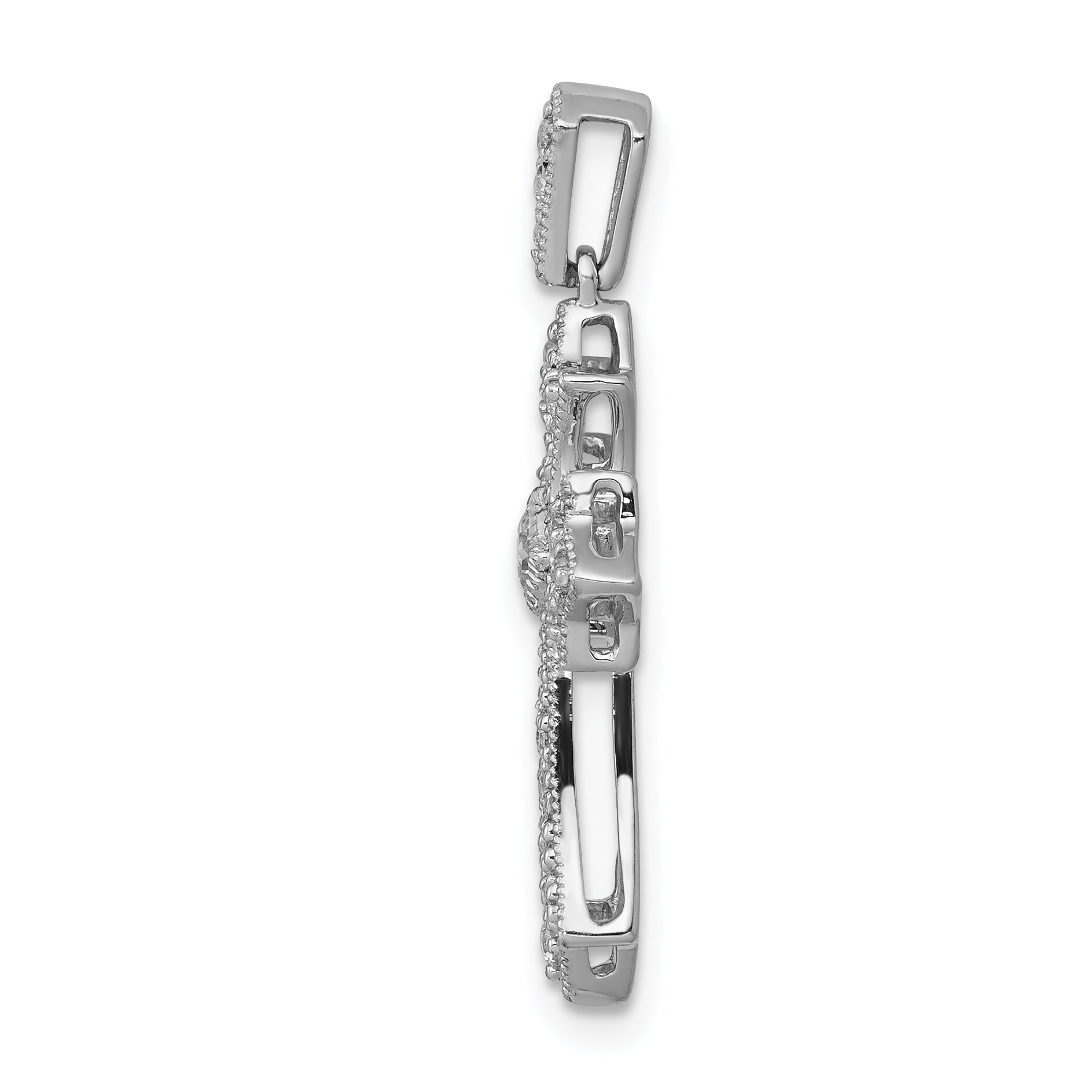 10K White Gold 10K 1/6Ct. Diamond Fleur De Lis Cross Pendant