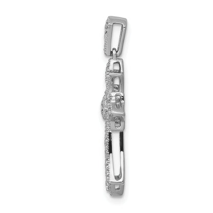 10K White Gold 10K 1/6Ct. Diamond Fleur De Lis Cross Pendant