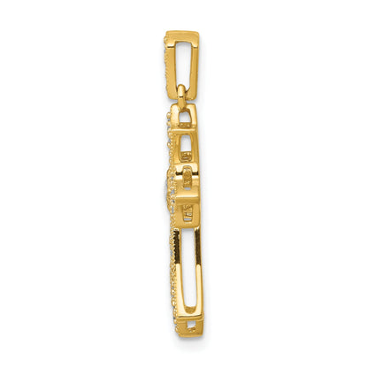 10K Yellow Gold 10K 1/6Ct. Diamond Fleur De Lis Cross Pendant