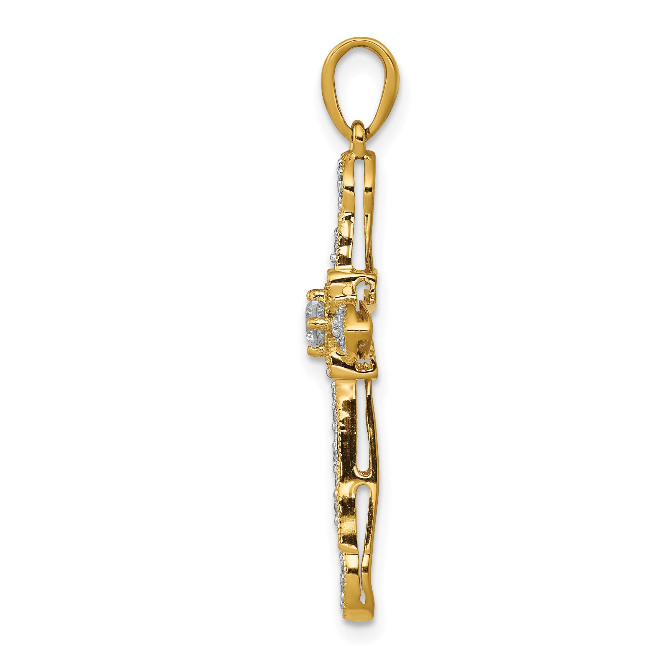 10K Yellow Gold 1/3Ct. Diamond Filigree Cross Pendant