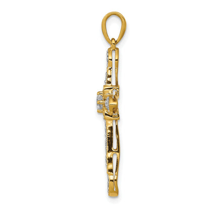 10K Yellow Gold 1/3Ct. Diamond Filigree Cross Pendant