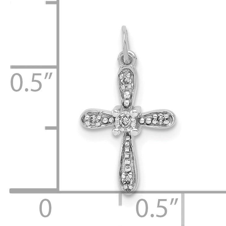 10K White Gold 10K .03Ct. Diamond Cross Charm