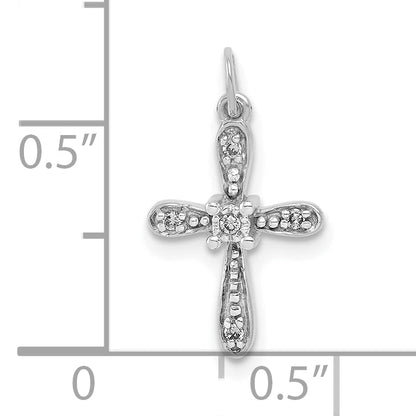 10K White Gold 10K .03Ct. Diamond Cross Charm