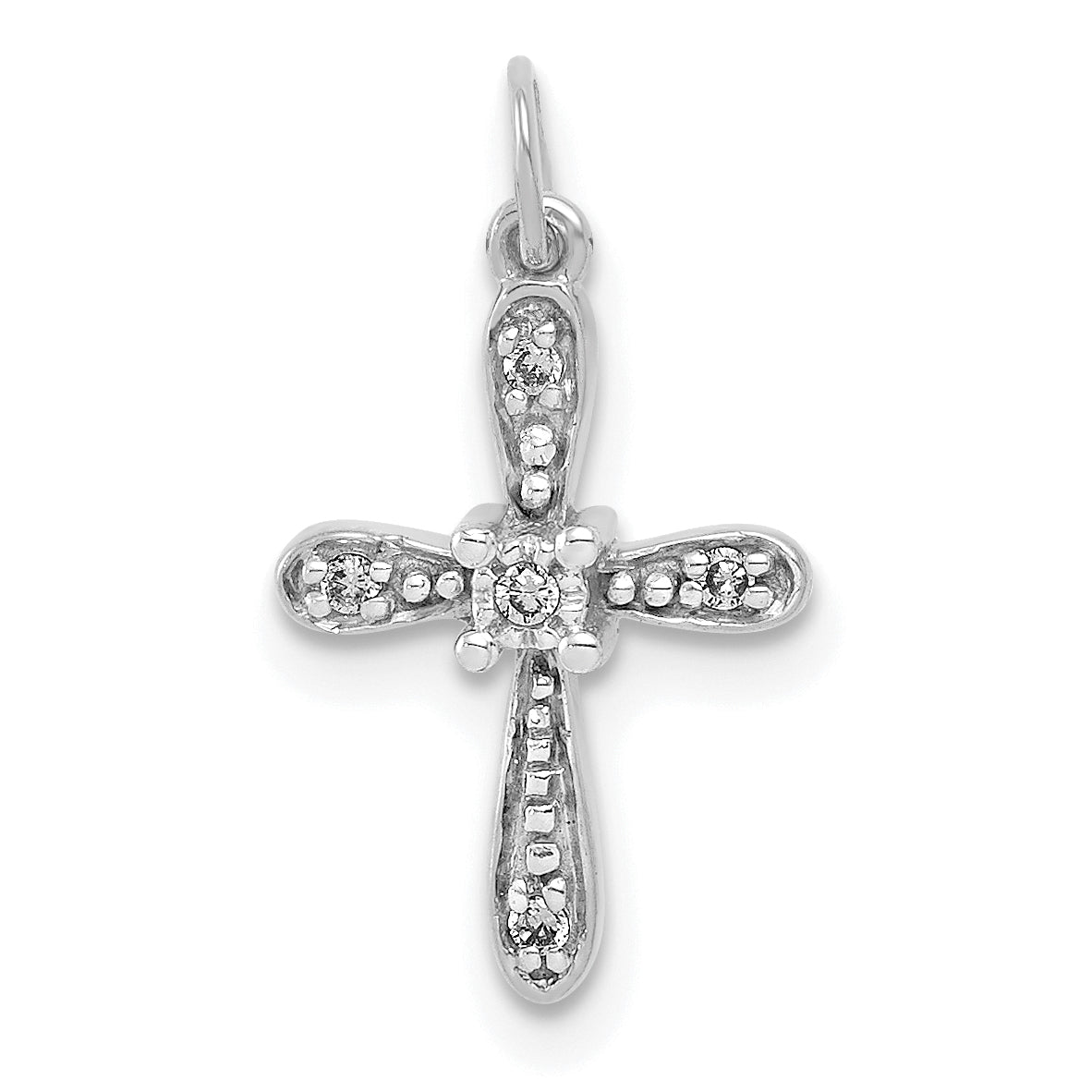 10K White Gold 10K .03Ct. Diamond Cross Charm