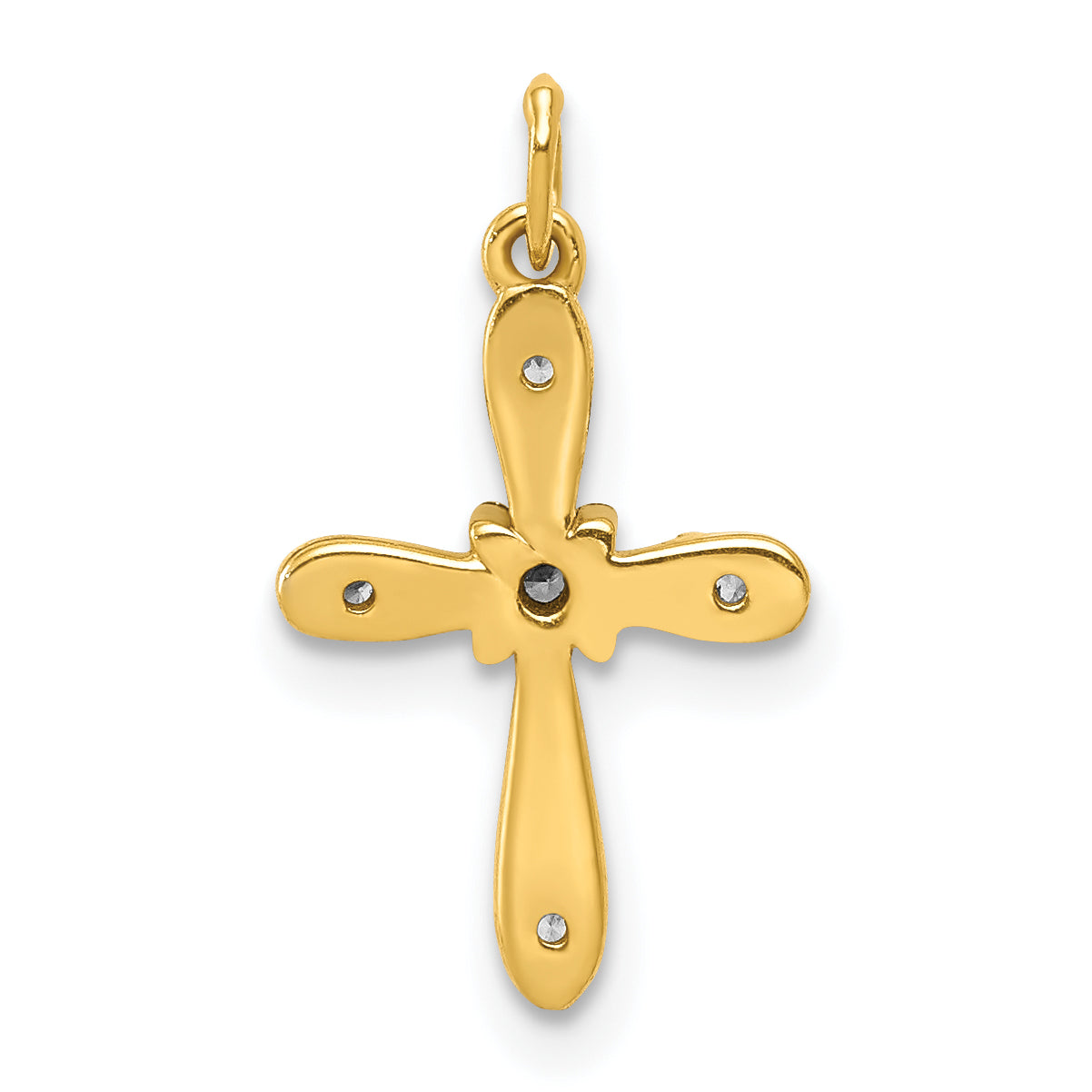 10K Yellow W/Rhodium 10K And Rhodium .03Ct. Diamond Cross Charm