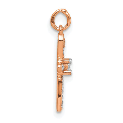 14K Rose Gold .03Ct. Diamond Cross Charm