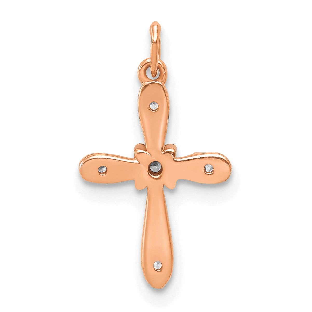 14K Rose Gold .03Ct. Diamond Cross Charm