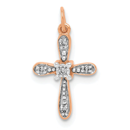 14K Rose Gold .03Ct. Diamond Cross Charm