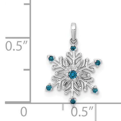 14K White Gold 1/10Ct. Blue And Diamond Snowflake Pendant