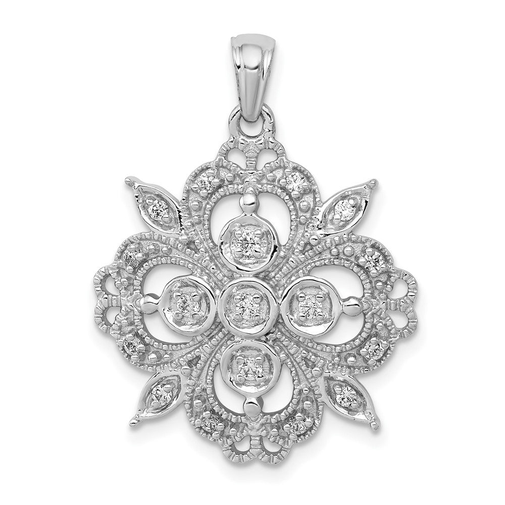14k White Gold 1/4 Ct. Lab Grown Diamond VS/SI+ G+ Filigree Pendant