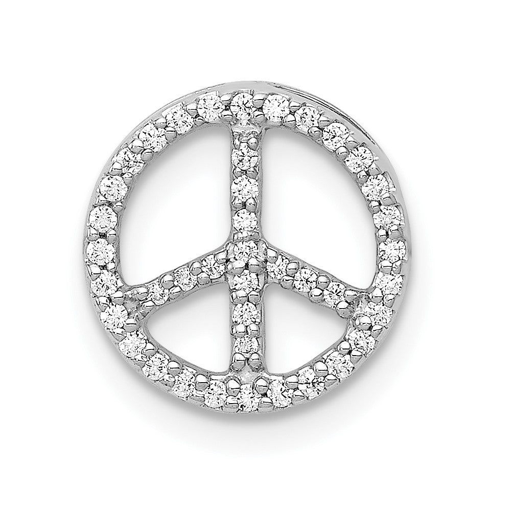14k White Gold 1/6 Ct. Lab Grown Diamond VS/SI+ G+ Peace Sign Chain Slide Pendant