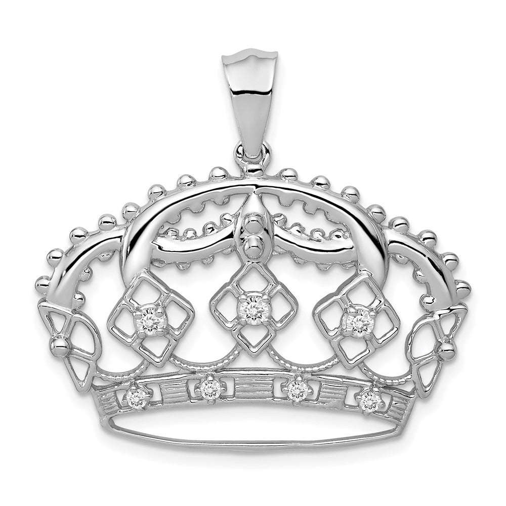 14K White Gold Lab Grown Diamond VS/SI+ G+ Crown Pendant