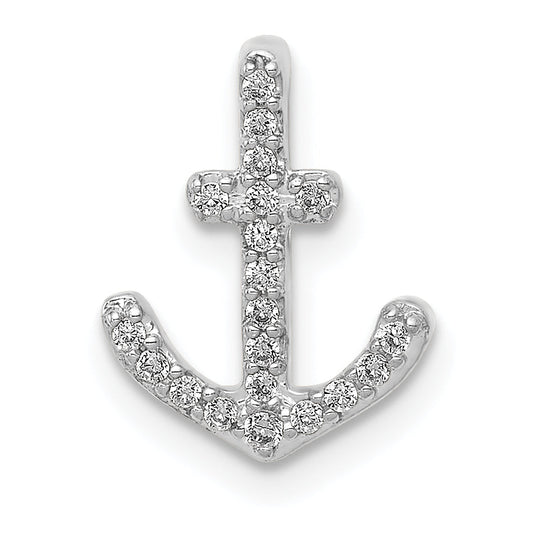 14K White Gold 1/10Ct. Diamond Anchor Chain Slide