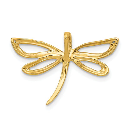 10K Yellow Gold Diamond W/Rhodium Accent Dragonfly Chain Slide