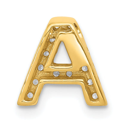 10K Yellow Gold 10K Diamond Letter A Initial Charm