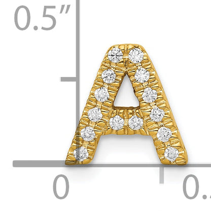 10K Yellow Gold 10K Diamond Letter A Initial Charm