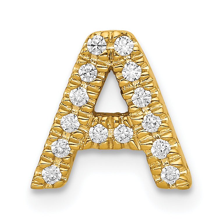 10K Yellow Gold 10K Diamond Letter A Initial Charm