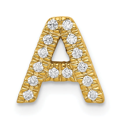 10K Yellow Gold 10K Diamond Letter A Initial Charm