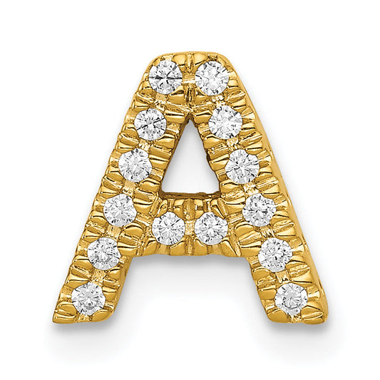 10K Yellow Gold 10K Diamond Letter A Initial Charm