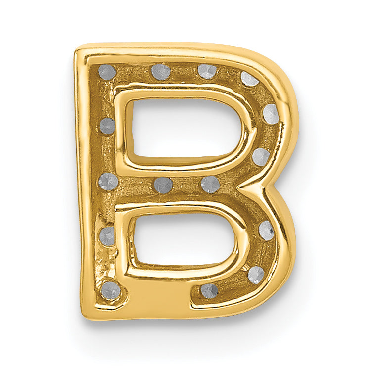 10K Yellow Gold 10K Diamond Letter B Initial Charm