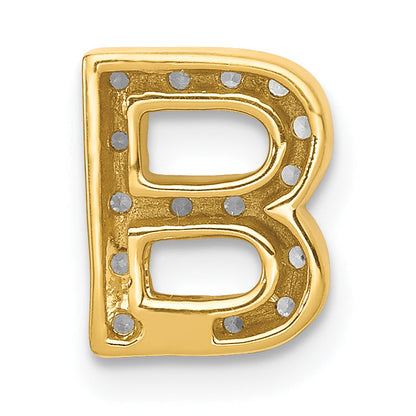 10K Yellow Gold 10K Diamond Letter B Initial Charm