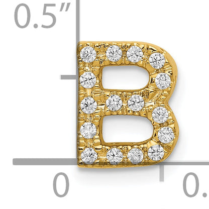 10K Yellow Gold 10K Diamond Letter B Initial Charm