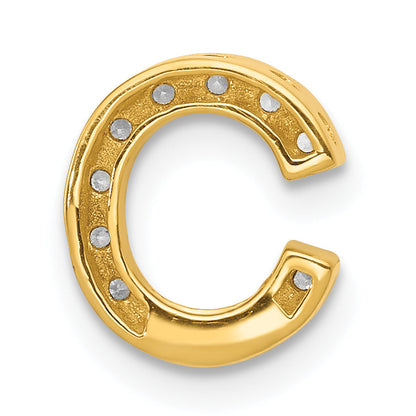10K Yellow Gold 10K Diamond Letter C Initial Charm