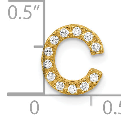 10K Yellow Gold 10K Diamond Letter C Initial Charm