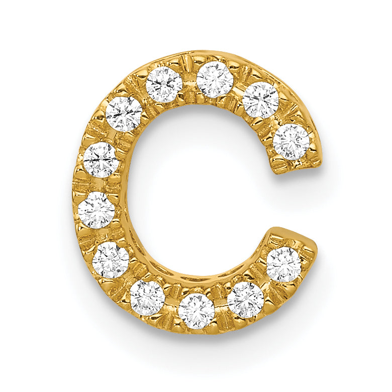 10K Yellow Gold 10K Diamond Letter C Initial Charm