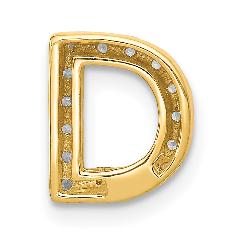 10K Yellow Gold 10K Diamond Letter D Initial Charm