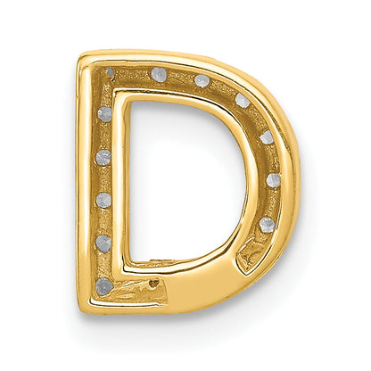 10K Yellow Gold 10K Diamond Letter D Initial Charm