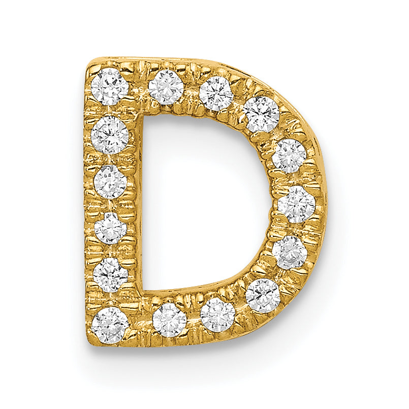 10K Yellow Gold 10K Diamond Letter D Initial Charm