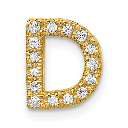 10K Yellow Gold 10K Diamond Letter D Initial Charm