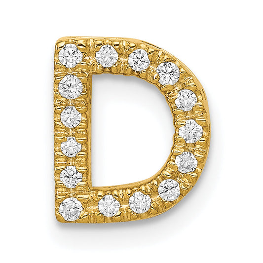 10K Yellow Gold 10K Diamond Letter D Initial Charm